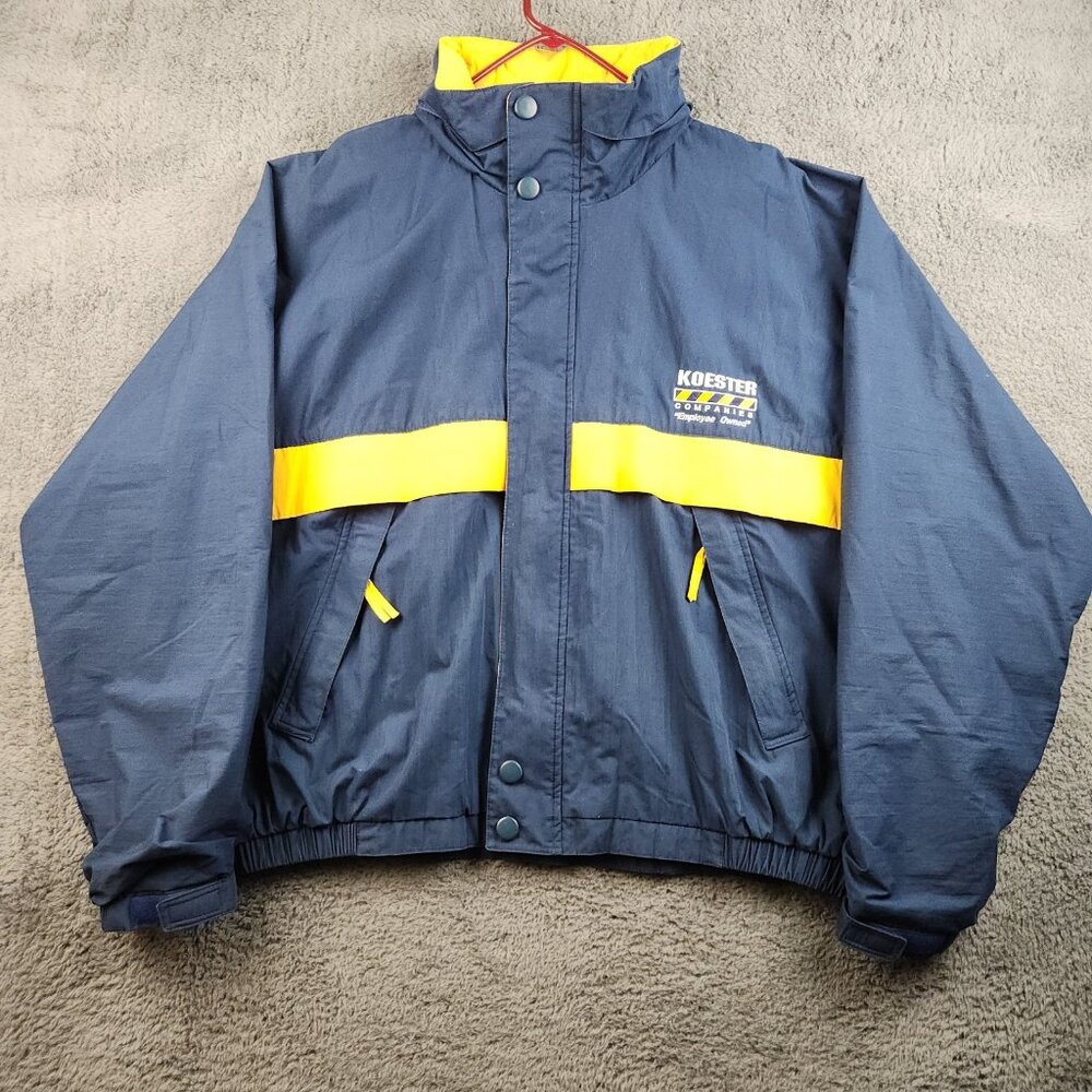Vintage Dunbrooke Windbreaker Jacket Men's Extra Large Navy Yellow Hidden Hood